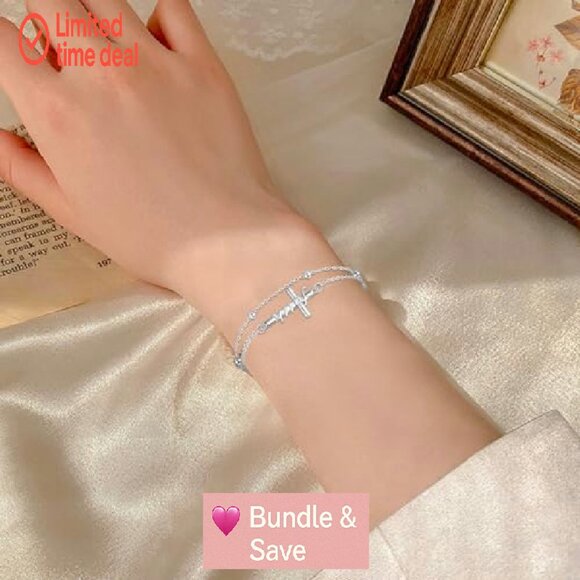 925 Sterling Silver Adjustable Cross Rosary Bracelet Anklet Christian Jewelry - Picture 6 of 8